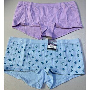 No Boundaries 2 Pack Seamless BOYSHORTS Underwear XXL Blue Butterfly & Lavender